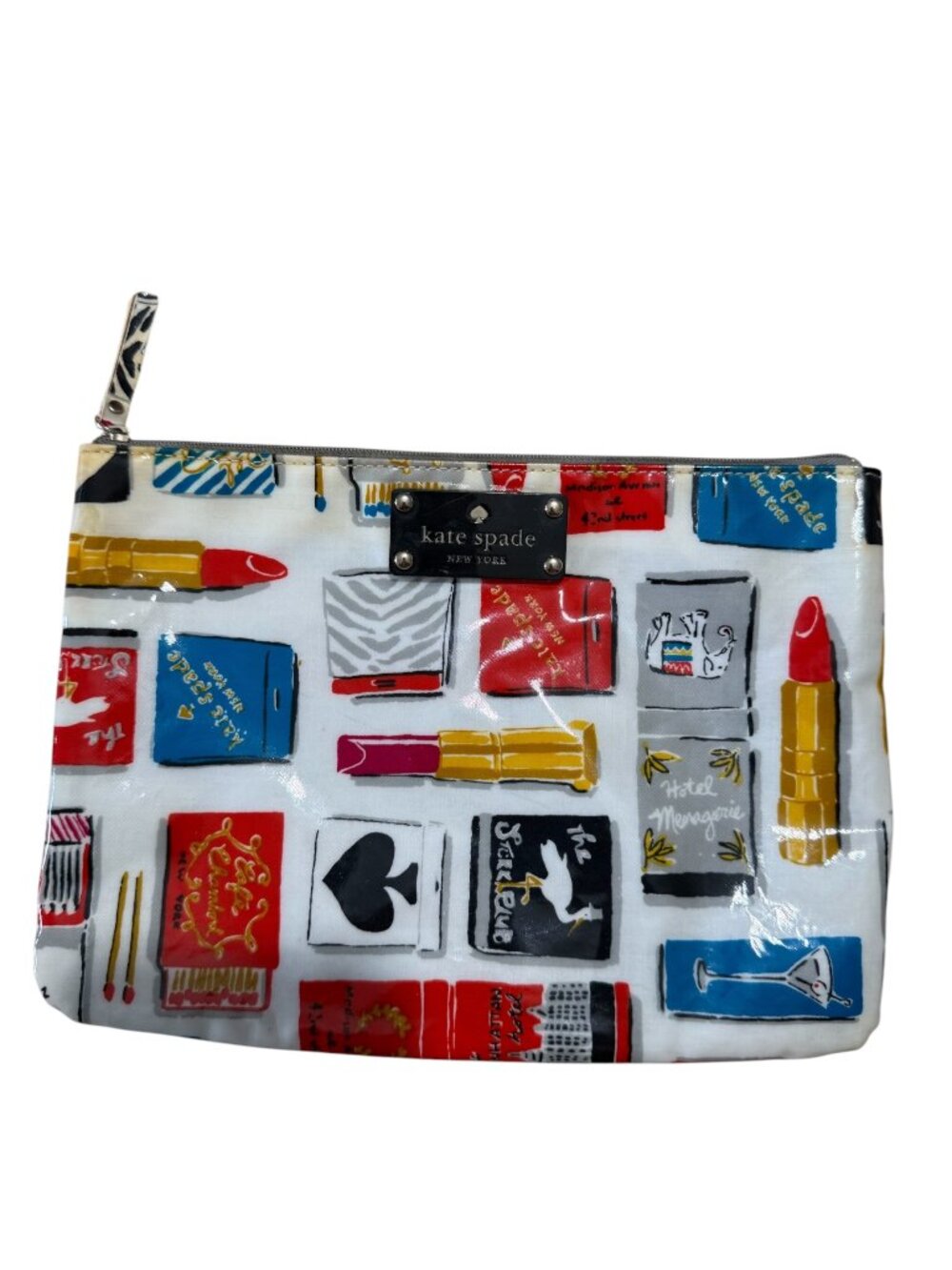 Kate Spade Lipstick Matchbox Print Cosmetic Makeup Zip Pouch